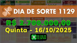 Resultado da Dia de Sorte 1129, Quinta-feira, 16/10/2025