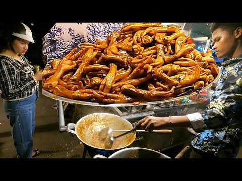 Amazing dishes: braised pork organ and chicken legs | Cambodia street food | Food Tours