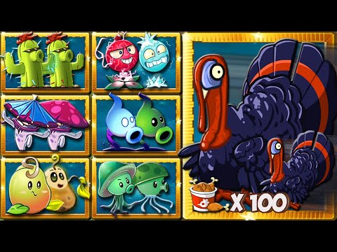 Random 40 Pair Team Plants vs 100 Turkey Zombies - Who Will Win? - PvZ 2 Challenge