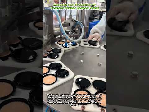 Assembly Line Production Of Cosmetic Powder Compact Cases