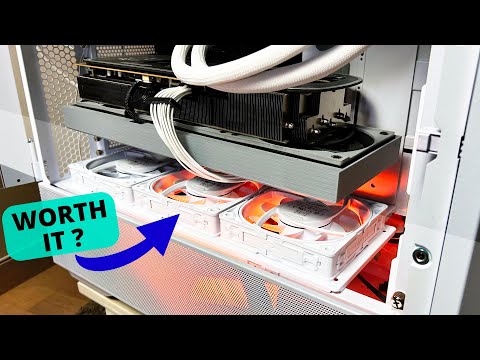 Random Tech Channel 의 사이버펑크 2077에서 하단을 골판지로 막은 상태와 하단 팬 3개를 최대 테스트 영상
