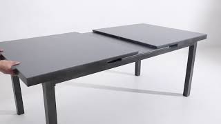 HARTMAN Aruba Garten-Essgruppe, xerix, Alu/Textilene, Tisch 180/240x100cm, 4 Stapel-, 2 Klappstühle