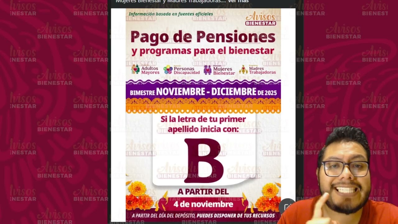 Hoy 4 de noviembre a esto adultos mayores y mujeres de 63 y 64 años les toca pago pensión bienestar
