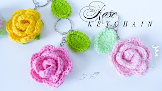DIY Crochet Rose Keychain 🌹 Cute & Easy Pattern for Beginners