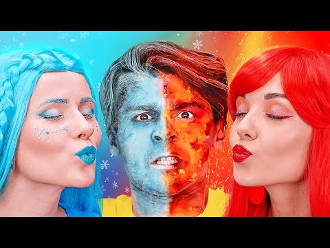 HOT VS COLD GIRLS AT SCHOOL || Girl on Fire vs Icy Girl Challenge by 123 GO! SCHOOL