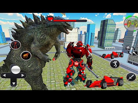 Mecha Robot Vs Godzilla Monster - US Police Transform Robot Cop Wolf Attack - Android Gameplay