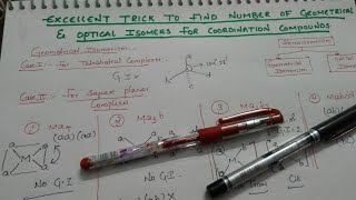 Trick to find number of Geometrical and Optical Isomers | Stereoisomerism | Coordination Compounds