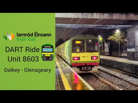 Ride On-board DART 8510 class train. Unit 8603 from Dalkey to Glenageary.