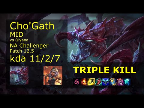 Rank 2 NA Cho'Gath Mid: Cho'Gath vs Qiyana