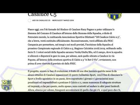 PRESENTAZIONE ASSOCIAZIONE SPORTIVA DILETTANTISTICA G.S. CASALUCE C5