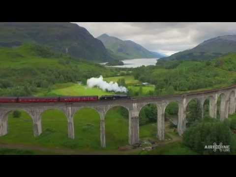 Jacobite Steam Train at Glenfinnan Viaduct by Drone