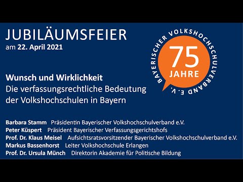 75 Jahre bvv: Die verfassungsrechtliche Bedeutung der Volkshochschulen in Bayern | bvv (Edited)