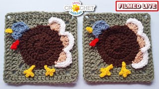 Boho Turkey Granny Square - NO SEW - Jayda LIVE Crochet Tutorial - October 20, 2025