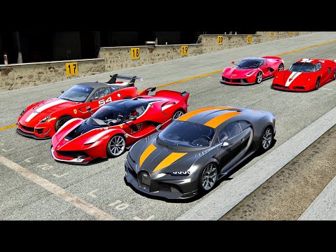 Bugatti Chiron Super Sport 300+ vs Ferrari Hypercars - Drag Race 20KM