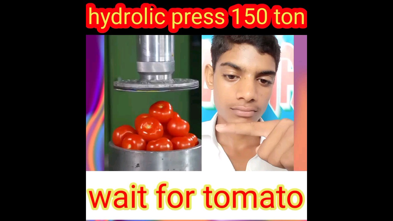 Tomatoes vs. 150 ton hydraulic press 🫣 #hydraulicpress #crushing #satisfying #viral