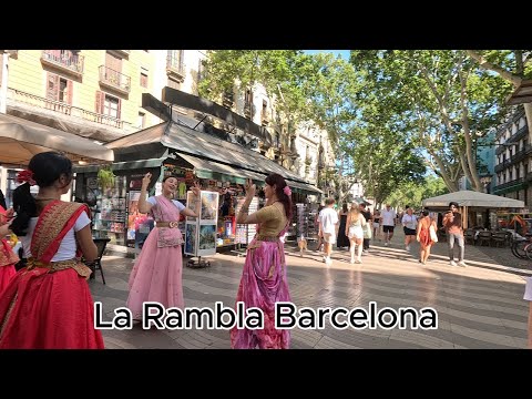 A Trip Down La Rambla - Famous Barcelona Street Walking Tour [4K]