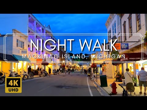 Walking Downtown Mackinac Island at Night | Horses, Shops, and Nightlife on Mackinac | No Talking