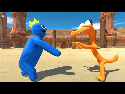 Rainbow Friend Blue vs Rainbow Friend Orange Death Run - Animal Revolt Battle Simulator