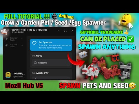[👨‍🍳] ПОЛНОЕ ОБУЧЕНИЕ: Спаунер для питомцев, семян и яиц. Вырастите сад 🌶 Скрипт - Mozil Hub V5 |...