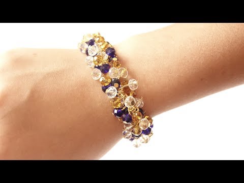 How to make easy & Beautiful Crystal Bracelet - 3 Color Party Wear Bracelet | Art with HHS Video