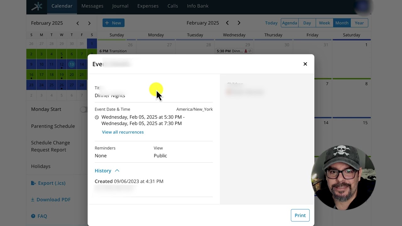 Does OurFamilyWizard (OFW) Calendar Keep Timestamped Records