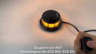 LED maják, 12-24V, 64x0, 5W, oranžový, magnet, ECE R65 R10