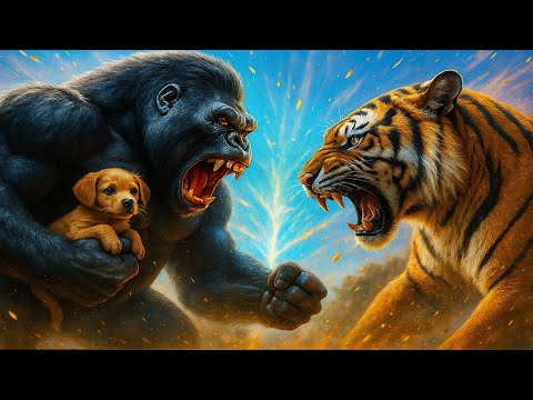 Epic Battle: KONG vs TIGER - Kong Saves Puppy  🦍🦁🐶 | Kong movie | Bigfoot movie