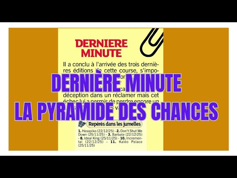 DERNIÈRE MINUTE LA PYRAMIDE DES CHANCES LE PARISIEN ROI DU TIERCÉ PRIX DU PAYS D'OUCHE 16.01.26