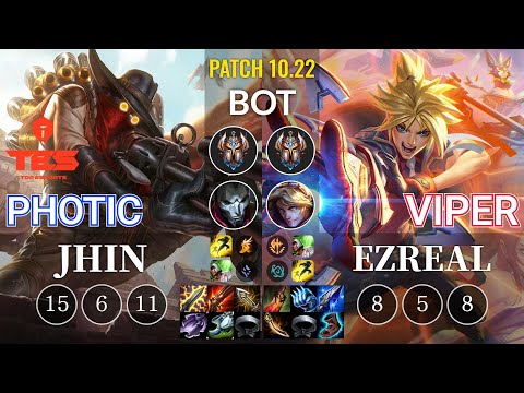 TES Photic Jhin vs HLE Viper Ezreal Bot - KR Patch 10.22