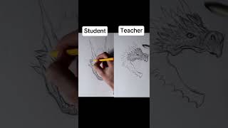 How to draw a dragon✏️ teacher vs student✨️ #art #shorts