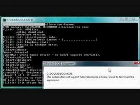 Doom share ware error in vista
