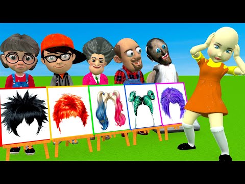 Scary Teacher 3D vs Squid Game Draw Hair Squid Girl Beautiful or Error Challenge 5 Times Challenge