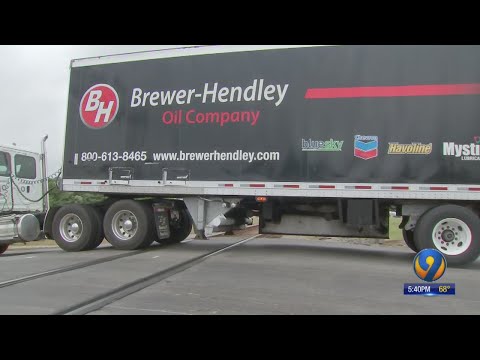 Town still trying to find solution to railroad crossing where tractor-trailers get stuck