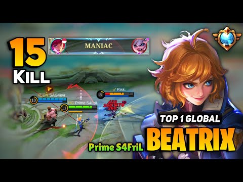 MANIAC! Beatrix Goldlane Gameplay [ Top 1 Global Beatrix Best Build ] Prime S4FriL - Mobile Legend