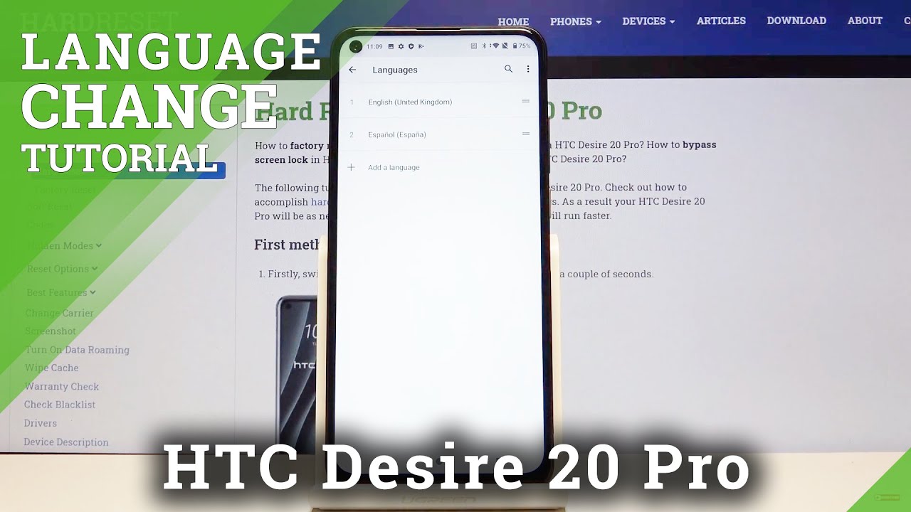 How to Change Language on HTC Desire 20 Pro - Language List