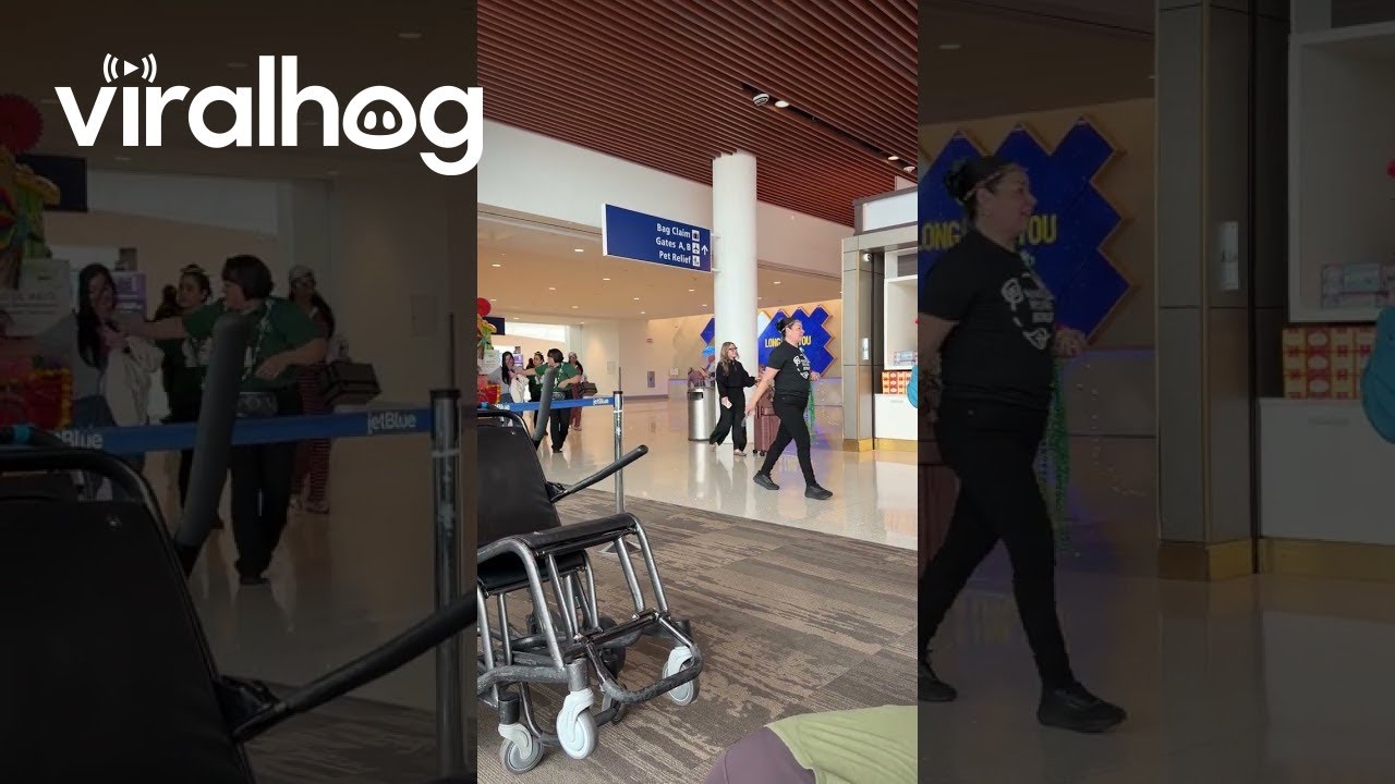 Mardi Gras Send-Off at New Orleans International Airport || ViralHog