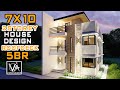 7x10 2 Storey House Design with Rooftop (70 sqm) 5 Bedrooms