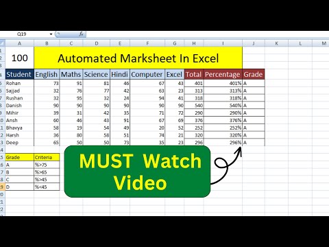 Automatic Student Marksheet In Excel | Fully automated student marksheet | Excel student marksheet