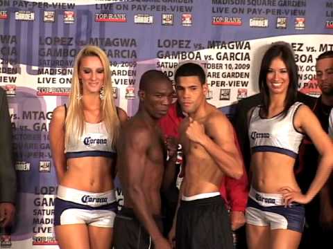 Official Weigh-In Juan Manuel Lopez / Rogers Mtagwa 10/09/09