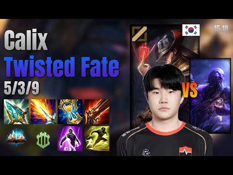 Calix Mid Twisted Fate vs Ryze lol KR solo rank Full Game 15.18 | 칼릭스 트위스티드 페이트 vs 라이즈