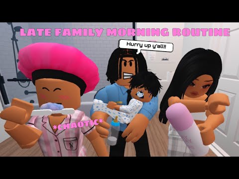 SCHOOL FAMILY MORNING ROUTINE WITH THE NEW BABY!! 🍎 *LATE* 😬 ||Roblox Bloxburg Family Roleplay||