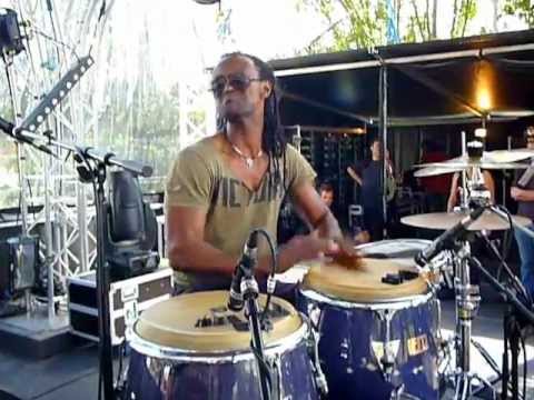 Miroca Paris,percussionist of Cesaria Evora doing sound check @ Toulouse, France, june 2012