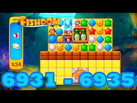 Fishdom Level 6931 - 6935 HD Walkthrough | 3 match puzzle | gameplay | android | 6932 | 6933 | 6934