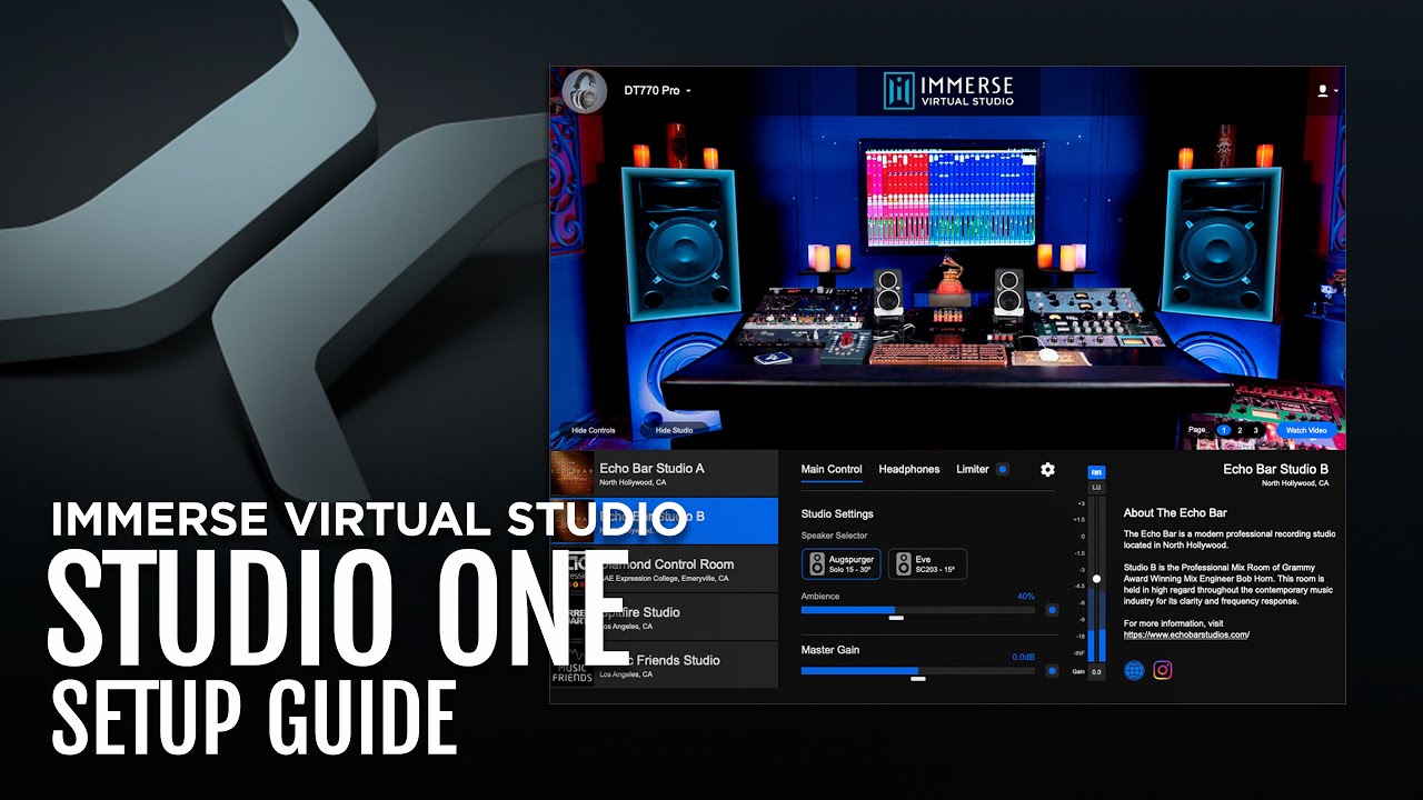 Immerse Virtual Studio | Studio One Setup Tutorial
