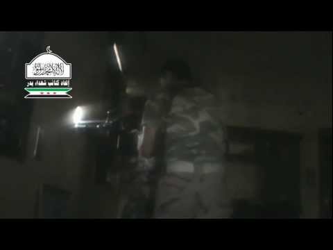 استهداف تحركات عناصر قوات النظام في المشفى اليوناني في جبهة حي الأشرفية في حلب بواسطة رشاش بي كي سي من قبل اتحاد كتائب شهداء بدر