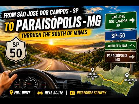Come explore Paraisópolis-MG by car, departing from São José dos Campos on the SP-50 highway Brazil