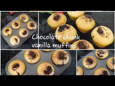 Chocolate Chunk Vanilla Muffins | Vanilla Cupcake | Tea Time Cake Recipe