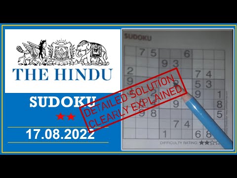 How to Solve 2 Star Hindu  Sudoku Aug 17 2022 -  Step By Step Solution