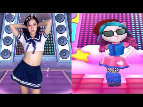 White Cute Girl Imitating Angela Dance Super Cute - My Talking Angela 2 Real Life
