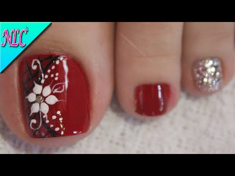 DISEÑO DE UÑAS PARA PIES FLOR NEGRO Y ROJO ¡Muy fácil! – FLOWERS NAIL ART – NLC